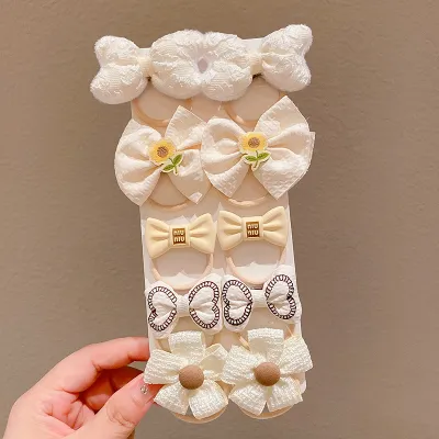 Kids Girls Cute Sweet Bow Flower Fabric Hair Rings Accessories