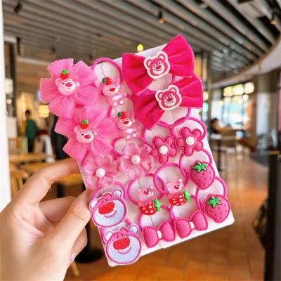 Kids Girls Cute Sweet Bow Flower Fabric Hair Rings Accessories