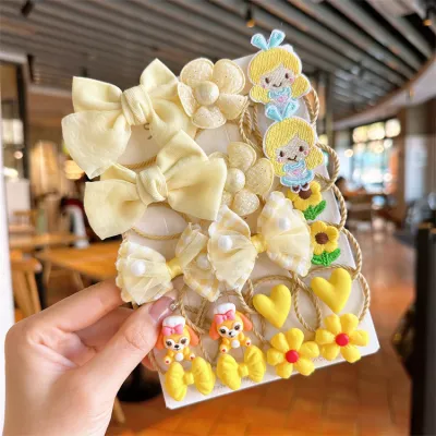 Kids Girls Cute Sweet Bow Flower Fabric Hair Rings Accessories
