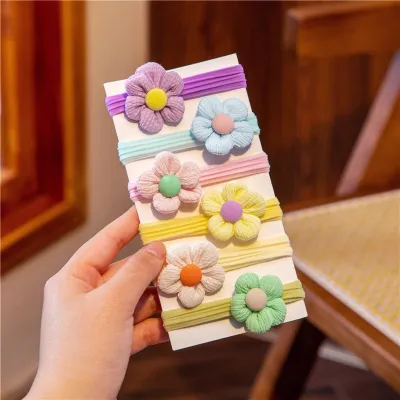 Kids Girls Cute Sweet Bow Flower Fabric Hair Rings Accessories