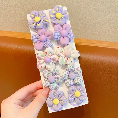 Kids Girls Cute Sweet Bow Flower Fabric Hair Rings Accessories