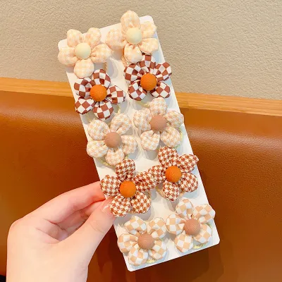 Kids Girls Cute Sweet Bow Flower Fabric Hair Rings Accessories