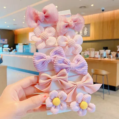 Kids Girls Cute Sweet Bow Flower Fabric Hair Ties