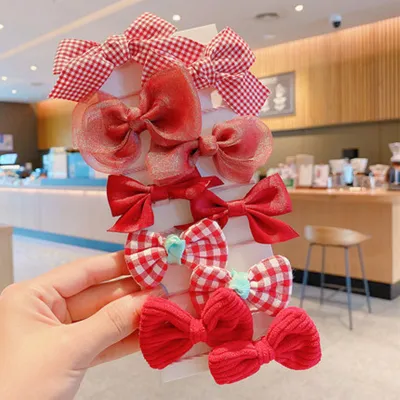 Kids Girls Cute Sweet Bow Flower Fabric Hair Ties