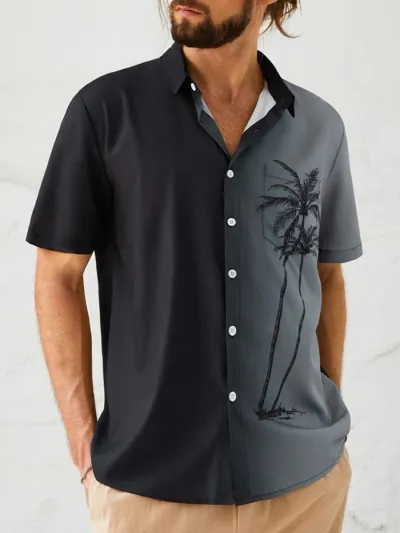 Men's Plus Size Hawaii Tiny Flower Print Short Sleeve Lapel Shirt Summer Casual Cardigan