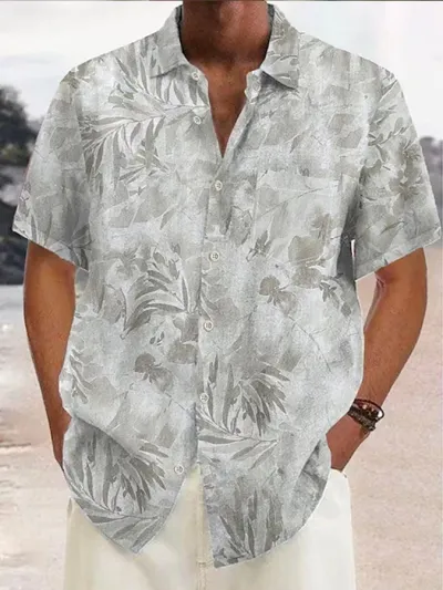 Men's Plus Size Hawaii Tiny Flower Print Short Sleeve Lapel Shirt Summer Casual Cardigan