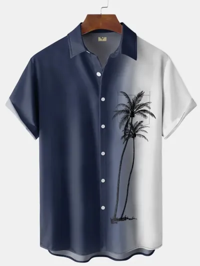 Men's Plus Size Hawaii Tiny Flower Print Short Sleeve Lapel Shirt Summer Casual Cardigan