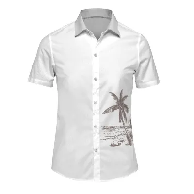 Men's Plus Size Hawaii Tiny Flower Print Short Sleeve Lapel Shirt Summer Casual Cardigan