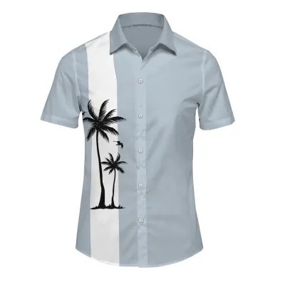 Men's Plus Size Hawaii Tiny Flower Print Short Sleeve Lapel Shirt Summer Casual Cardigan