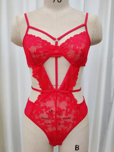 Women Sexy Solid Color Lace Mesh Bra Set