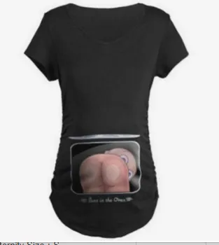 Pregnant Women Fashion Cute Baby Printed Round Neck Short Sleeve T-Shirt