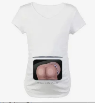 Pregnant Women Fashion Cute Baby Printed Round Neck Short Sleeve T-Shirt