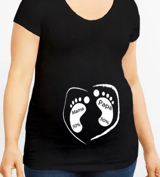 Pregnant Women Fashion Cute Baby Printed Round Neck Short Sleeve T-Shirt