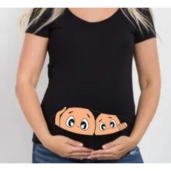 Pregnant Women Fashion Cute Baby Printed Round Neck Short Sleeve T-Shirt