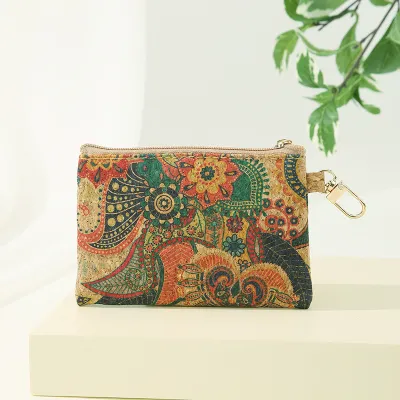 Women Fashion Vintage Cashew Watermelon Floral Print Square Zipper Wallet