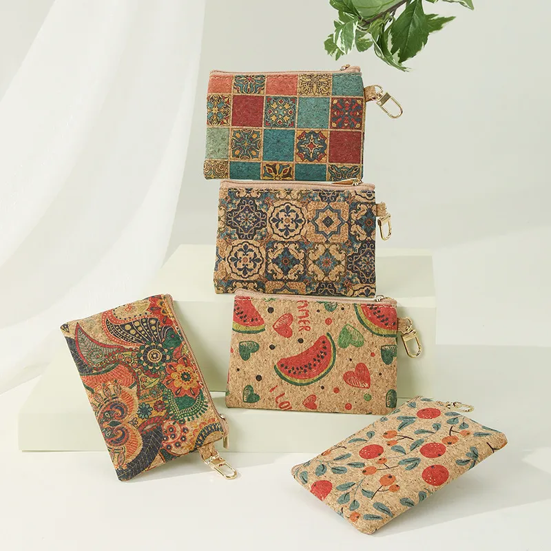 Women Fashion Vintage Cashew Watermelon Floral Print Square Zipper Wallet