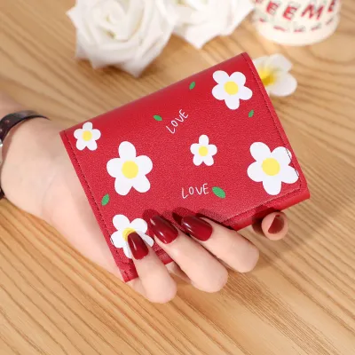 Women Fashion Floral Print Mini PU Leather Wallet