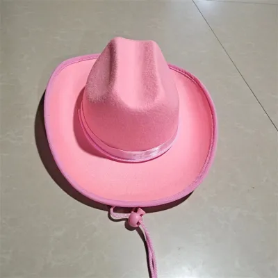 Non-Woven Fabric Styling Cap Pink White Western Kids Cowboy Hat Custom
