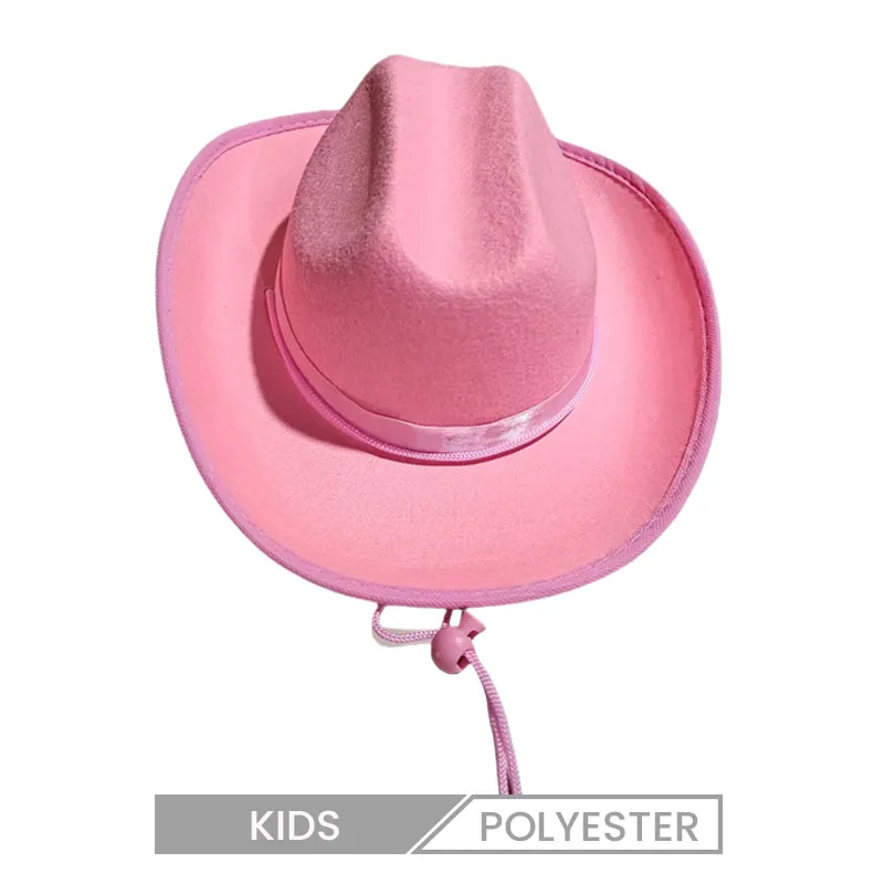 Non-Woven Fabric Styling Cap Pink White Western Kids Cowboy Hat Custom