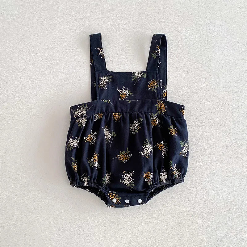 Kids Baby Girls Casual Cute Tiny Flower Print Sleeveless Romper Pullover