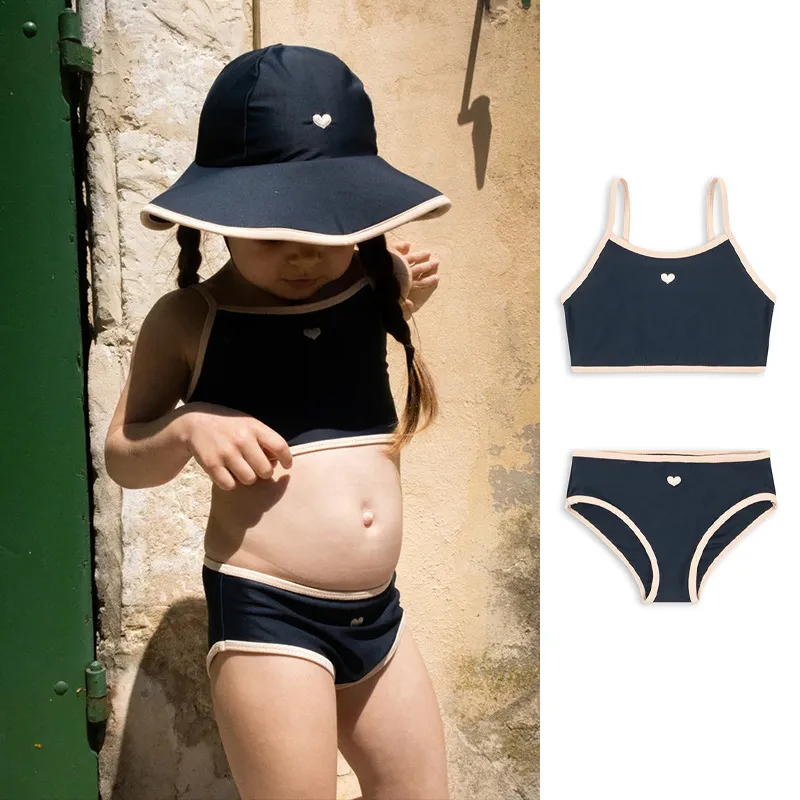 Kids Toddler Girls Casual Cute Heart Print Camisole Shorts Tankinis Swimwear Sets