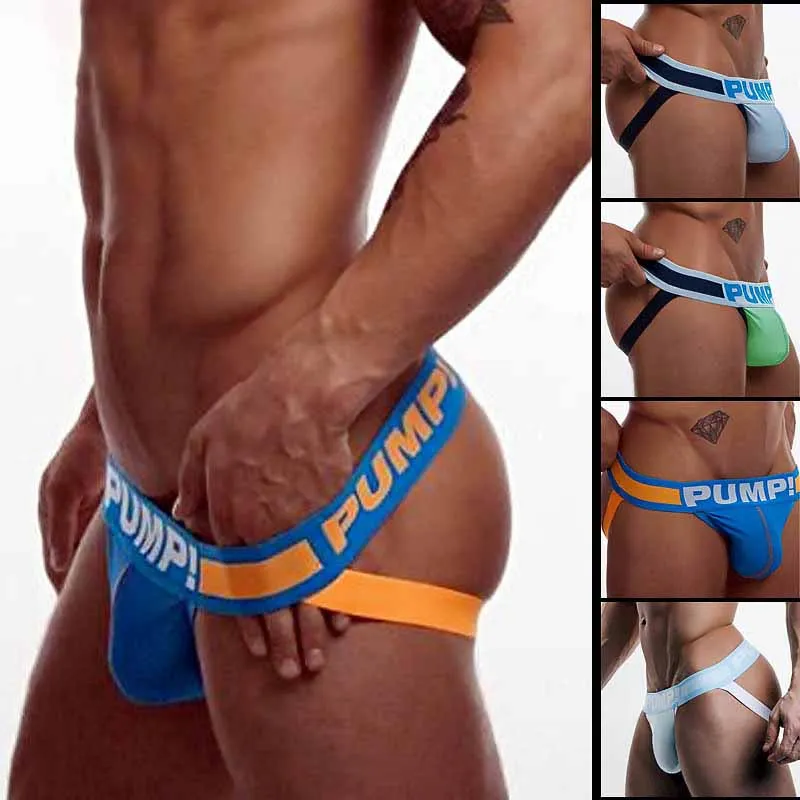 Men Fashion Sexy Letter G-String Briefs Low Waist Cotton Modal