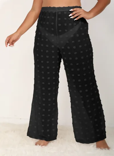 Summer Women Casual Plus Size Perspective Three-Dimensional Chiffon Wide-Leg Pants