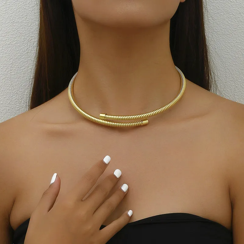 Women Fashion Exaggerated Geometric Adjustable Opening Necklace Box Chain Alloy Original Design