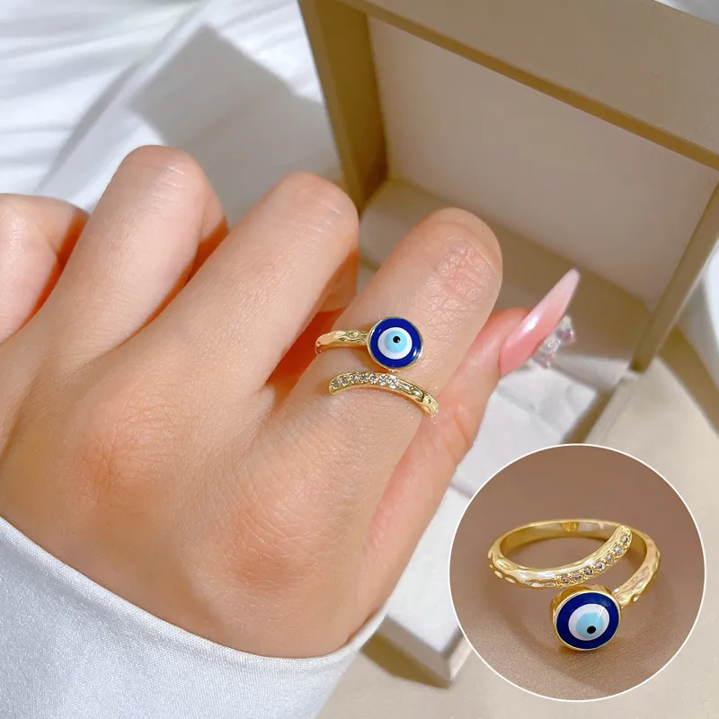 Women Fashion Creative Evil Eye Opening Adjustable Ring