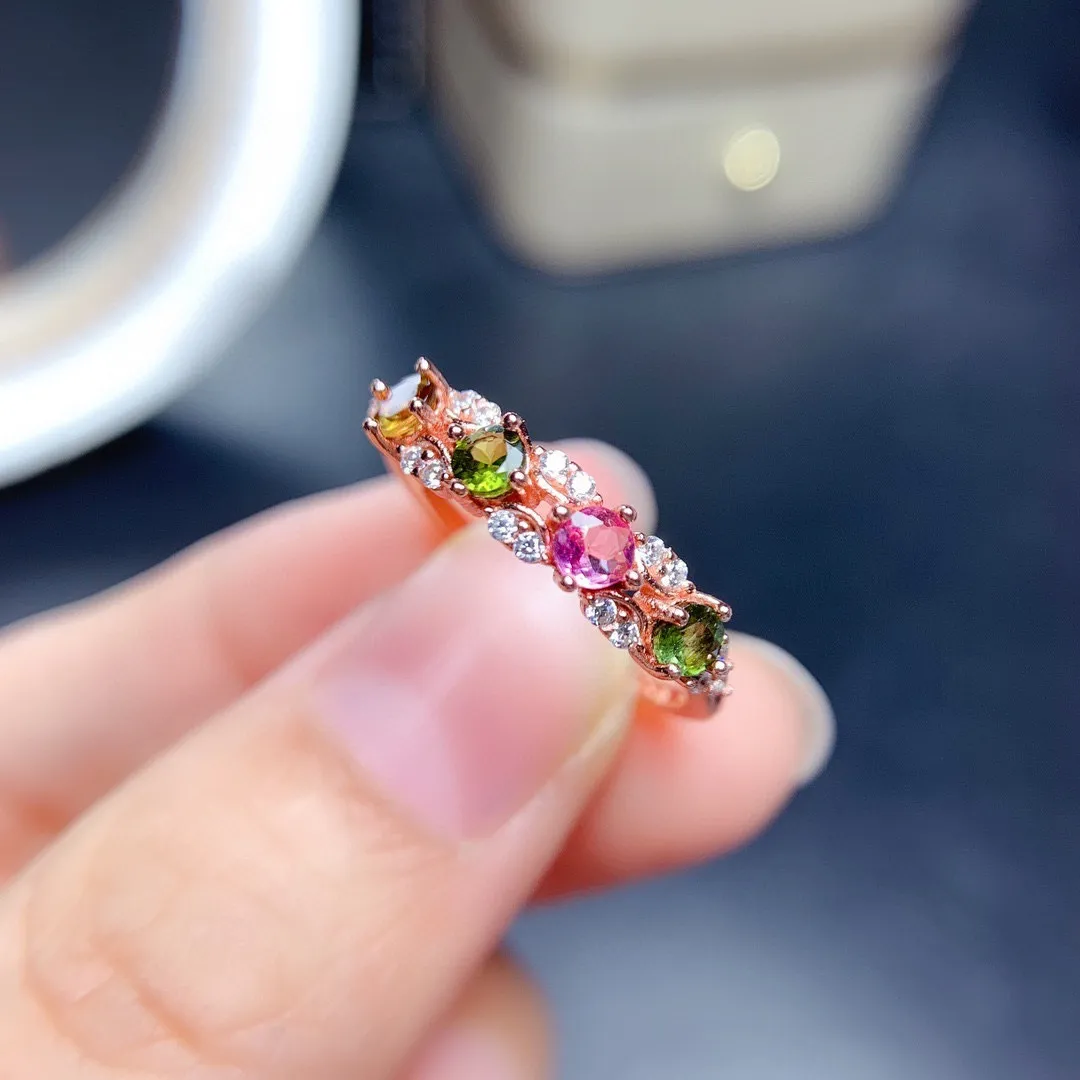Women's Simple Multicolor Tourmaline Candy Color Open Ring