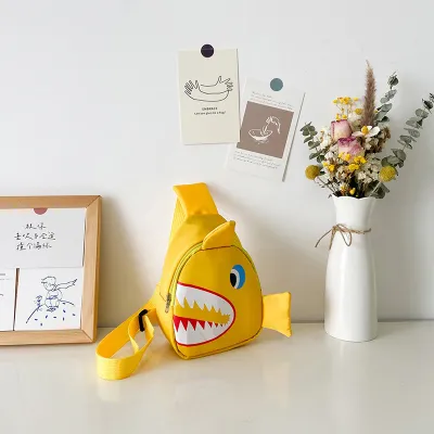 Kids Unisex Casual Cute Cartoon Shark Pattern Nylon Chest Bag