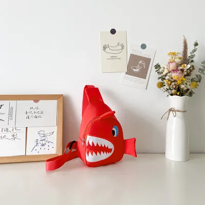 Kids Unisex Casual Cute Cartoon Shark Pattern Nylon Chest Bag