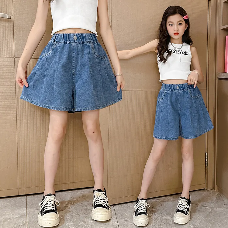 Kids Toddler Big Girls Fashion Casual Loose High Waist Denim Shorts