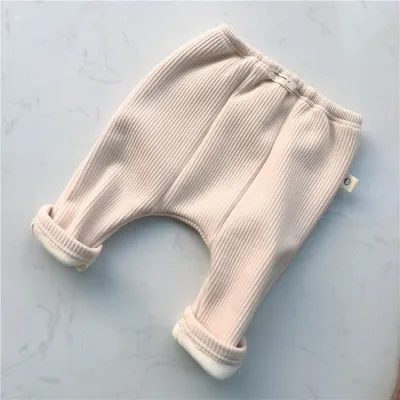 Kids Baby Boys Girls Casual Cute Solid Color Rib-Knit Leggings Pants Long Mid-Waist Cotton 95% Basic
