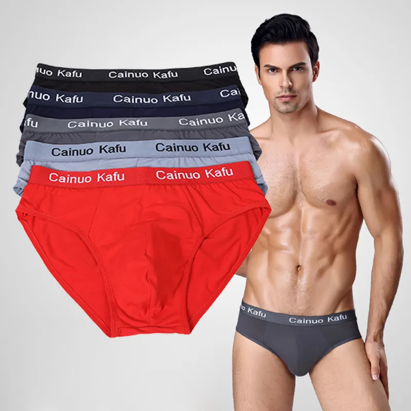 Men Fashion Sexy Sport Letters Solid Color Briefs Milk Fiber