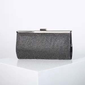 Women Fashion Square Rhinestone Chain Evening Bag with Crystal Embellishment