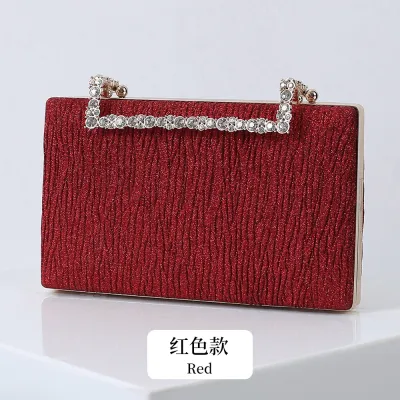 Women Fashion Rhinestone Square Evening Bag with Latch Closure