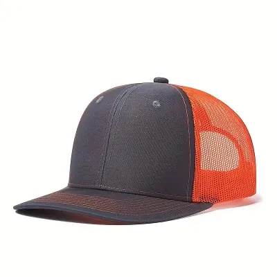 Micro-Bend Color Block Duck Tongue Net Cap Custom Trucker Cap