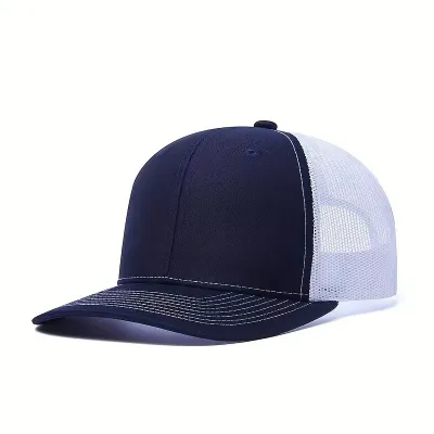 Micro-Bend Color Block Duck Tongue Net Cap Custom Trucker Cap