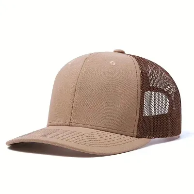 Micro-Bend Color Block Duck Tongue Net Cap Custom Trucker Cap