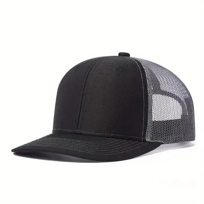 Micro-Bend Color Block Duck Tongue Net Cap Custom Trucker Cap