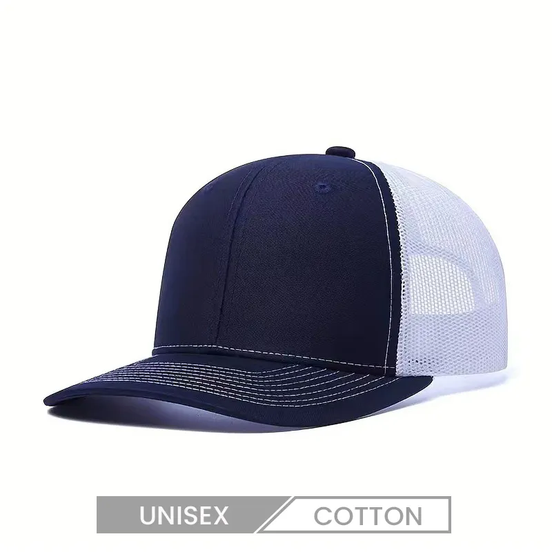 Micro-Bend Color Block Duck Tongue Net Cap Custom Trucker Cap