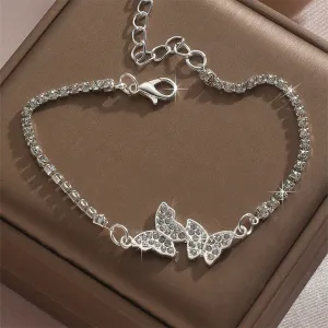Women Fashion Creative Butterfly Rhinestone Anklet