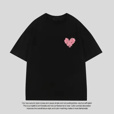 Women Casual Letter Slogan Butterfly Heart Print Round Neck Short-Sleeved T-Shirt Summer Pure Cotton Loose Fit