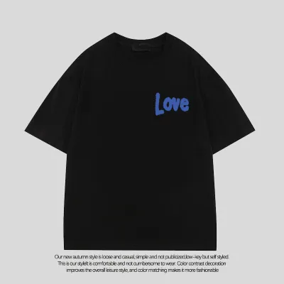 Women Casual Letter Slogan Butterfly Heart Print Round Neck Short-Sleeved T-Shirt Summer Pure Cotton Loose Fit