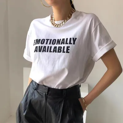 Women Casual Letter Slogan Butterfly Heart Print Round Neck Short-Sleeved T-Shirt Summer Pure Cotton Loose Fit