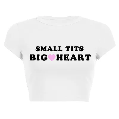 Women Casual Letter Slogan Print Round Neck Short-Sleeved Crop T-Shirt