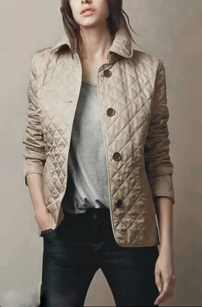 Women's Slim-Fit Lapel Jacket with Memory Fabric and Cotton-Padded Warmth