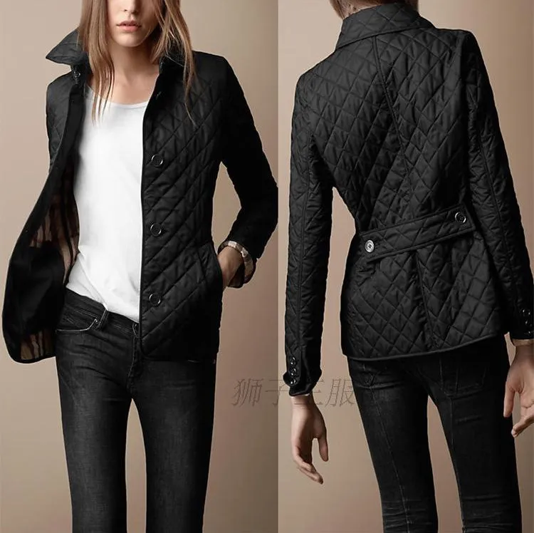 Women's Slim-Fit Lapel Jacket with Memory Fabric and Cotton-Padded Warmth