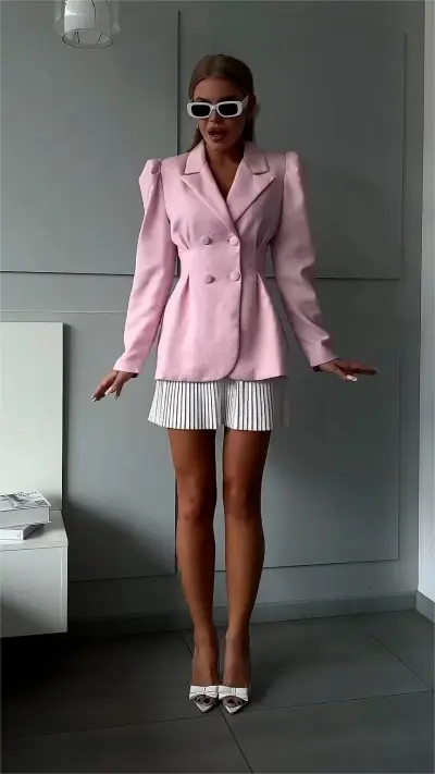 Women's Solid Color Long Sleeve Buckle Blazer Jacket - Japanese Korean Leisure Style